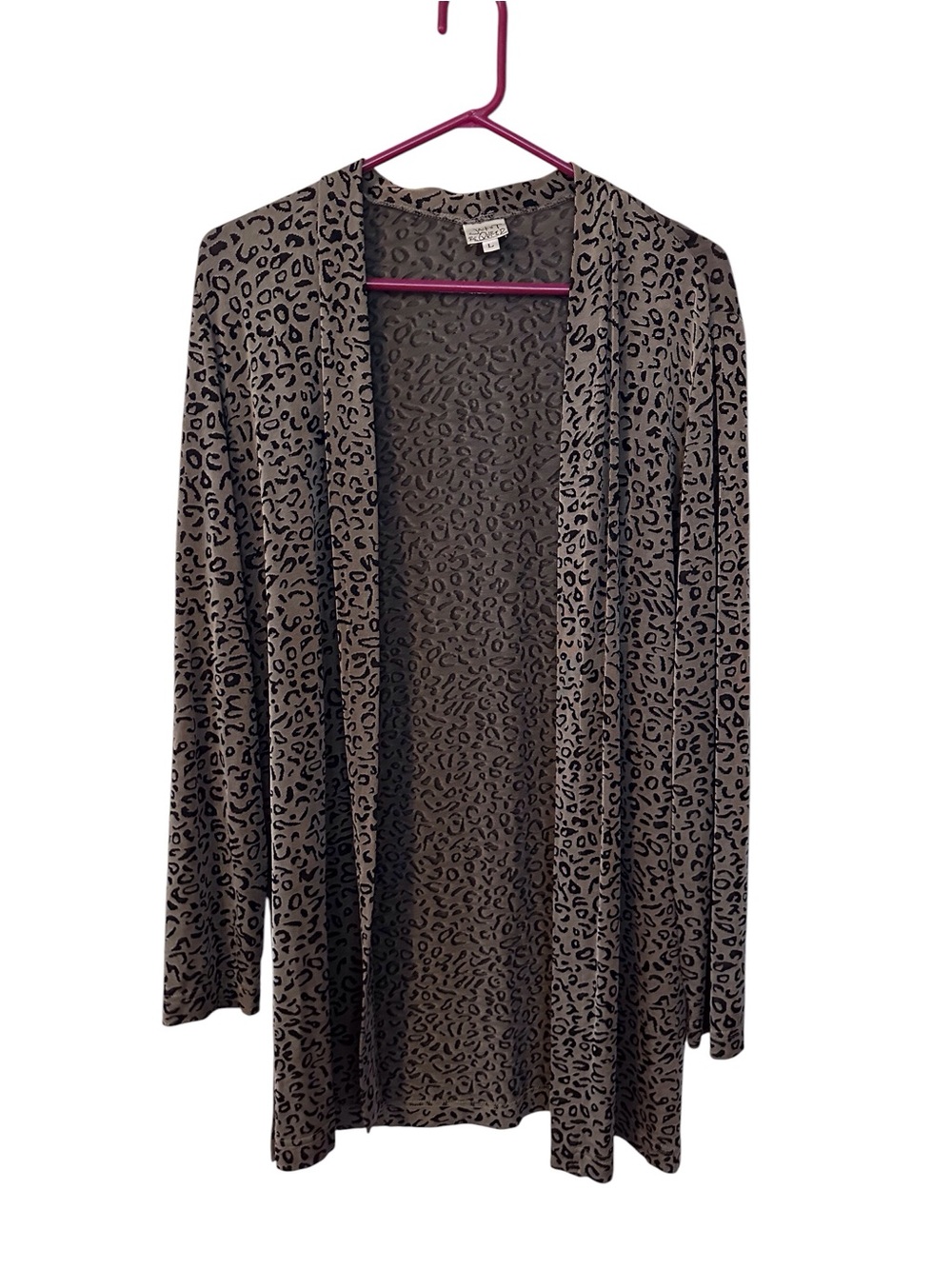 Leopard Print Open-Front Cardigan Sweater in Brown